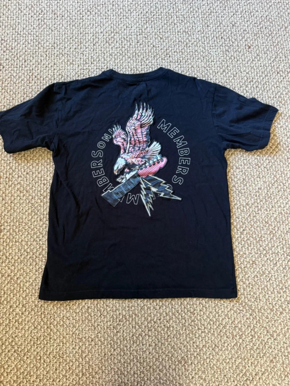 Members Only black t-shirt with eagle design